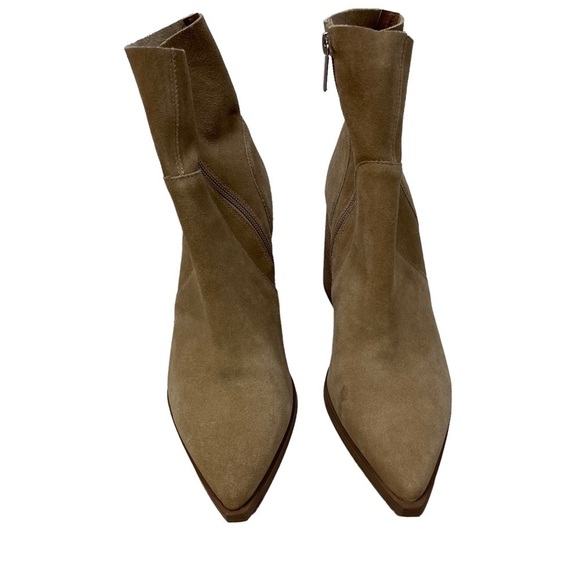 Steve Madden Janetta Suede Boots Tan Size 10 Block Heel Western Pointed Toe - Picture 3 of 10